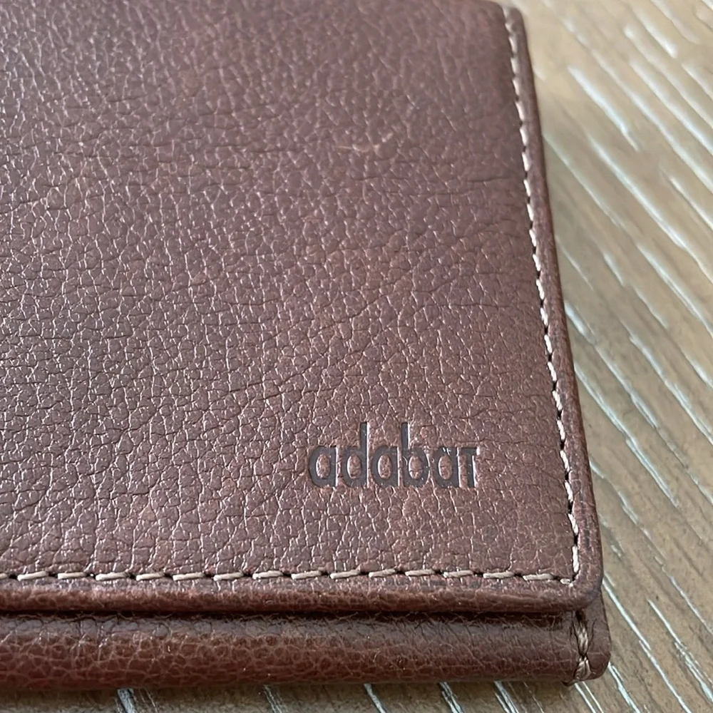 NWOT Adabar Men’s Brown Leather Bifold Long Wallet - butter soft leather